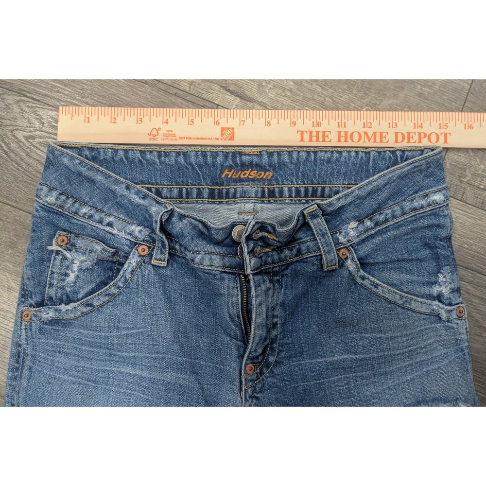 Hudson Beth Baby Bootcut Distressed Jeans Flap Pocket Union Jack LogoLong 31/33 - Picture 11 of 11